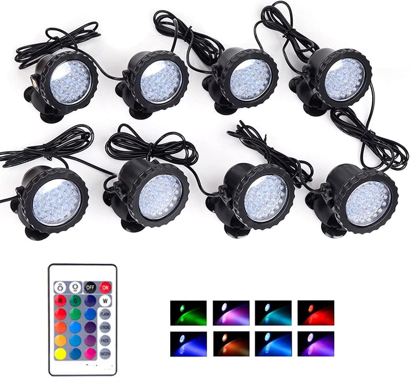 Color Changing Pond Lights, LED Underwater Fountain Lights Pond Lights IP68 Waterproof Submersible Spotlights Multi-Color Dimmable Memory Adjustable, Set of 6 Home & Garden > Pool & Spa > Pool & Spa Accessories SHOYO 8 in Set  