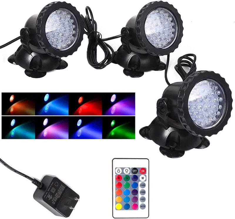 Color Changing Spotlights, Underwater Pond Light 12W LED Fountain Lights IP68 Waterproof Submersible Yard Spot Lights Multi-Color Dimmable Memory Adjustable for Outdoor Garden Lawn Pathway, Set of 4 Home & Garden > Lighting > Flood & Spot Lights SHOYO 3 in Set  