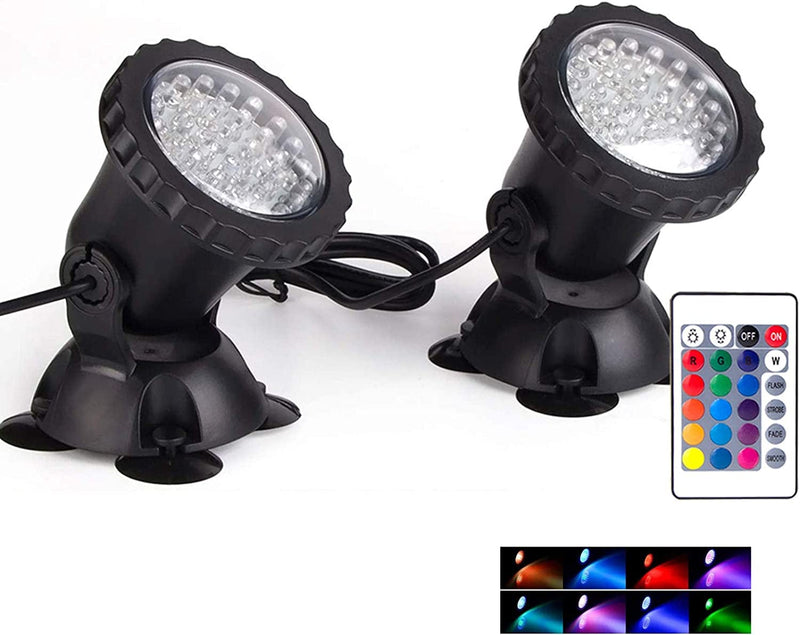 Color Changing Spotlights, Underwater Pond Light 12W LED Fountain Lights IP68 Waterproof Submersible Yard Spot Lights Multi-Color Dimmable Memory Adjustable for Outdoor Garden Lawn Pathway, Set of 4 Home & Garden > Lighting > Flood & Spot Lights SHOYO 2 in Set  