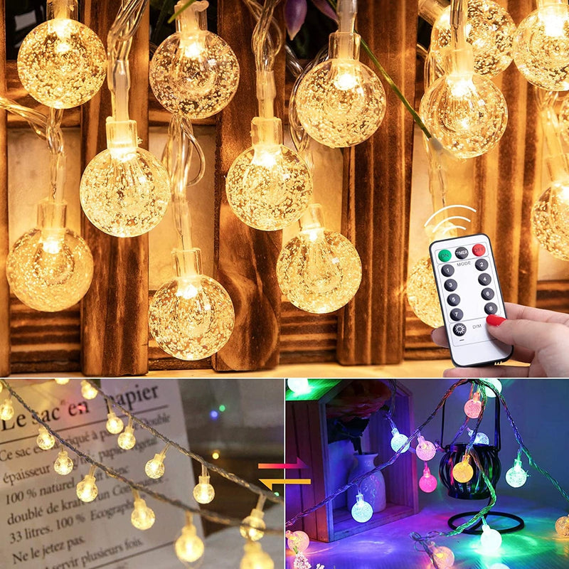 Color Changing Star String Lights Plug in - 33 Feet 100 Led Star Fairy Lights with Remote and Timer, 11 Lighting Modes 2 in 1 String Light Waterproof for Bedroom Outdoor Christmas Holiday Decor Home & Garden > Lighting > Light Ropes & Strings Minetom Warm White&Multicolored (Globe)  