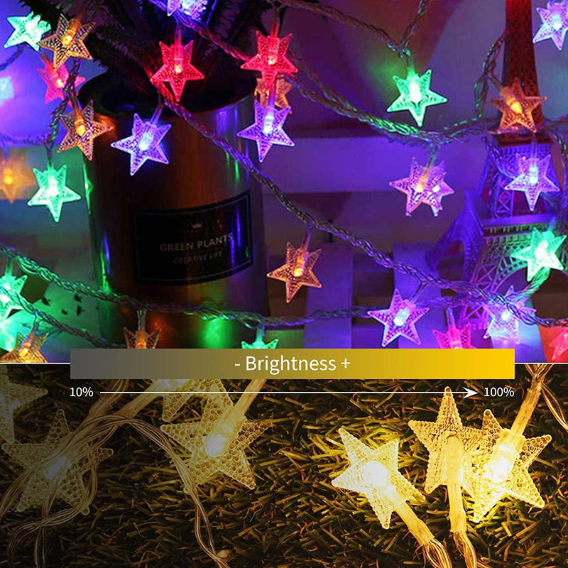 Color Changing Star String Lights Plug in - 33 Feet 100 Led Star Fairy Lights with Remote and Timer, 11 Lighting Modes 2 in 1 String Light Waterproof for Bedroom Outdoor Christmas Holiday Decor Home & Garden > Lighting > Light Ropes & Strings Minetom   