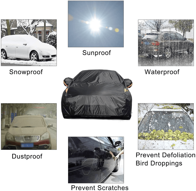 COLOR RAIN TIME Full Car Covers for Sedan, Car Cover Waterproof All Weather Windproof Dustproof UV Protection Scratch Resistant Indoor Outdoor Universal Fit for Sedan L  COLOR RAIN TIME   