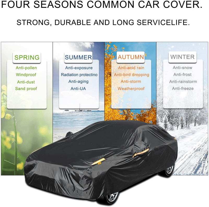 COLOR RAIN TIME Full Car Covers for Sedan, Car Cover Waterproof All Weather Windproof Dustproof UV Protection Scratch Resistant Indoor Outdoor Universal Fit for Sedan L  COLOR RAIN TIME   