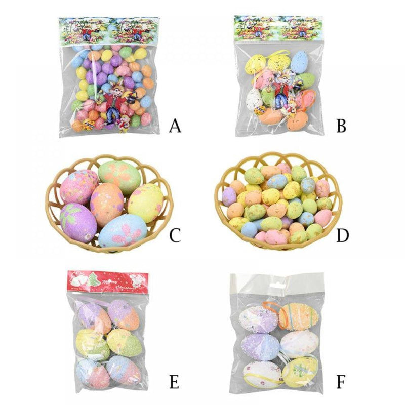Colorful Easter Eggs Foam Eggs Decorative Hanging Ornaments for DIY Crafts Easter Decorations Home & Garden > Decor > Seasonal & Holiday Decorations Popvcly   