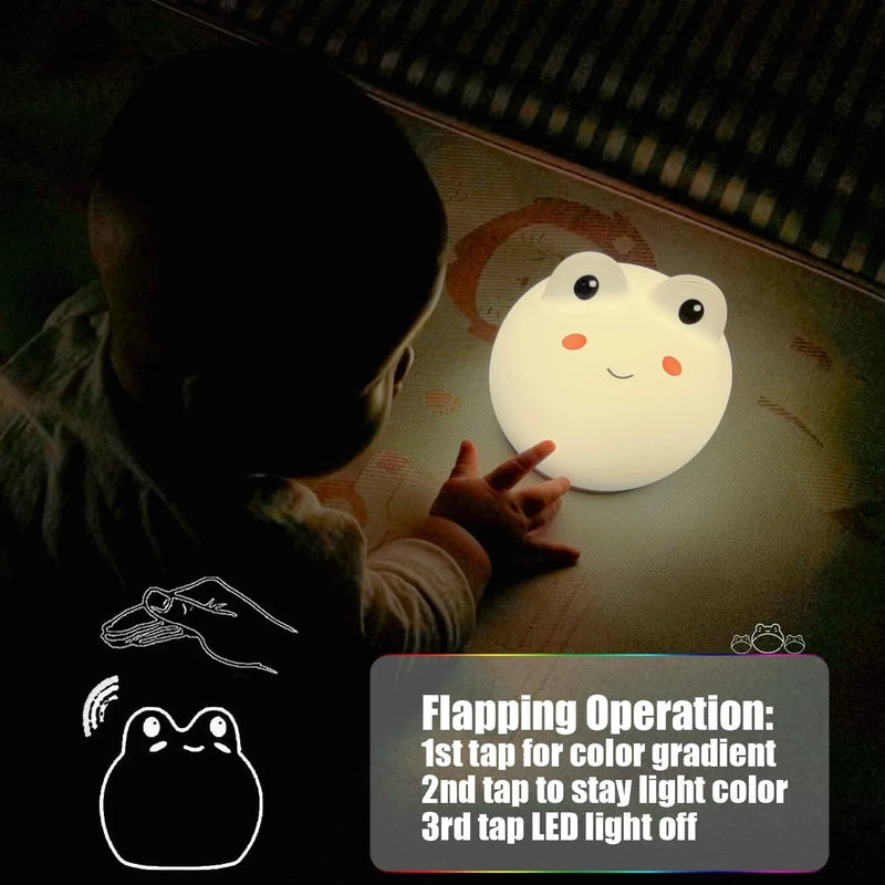 Cometmars Toddler Night Lights, Cute Baby Touch Silicone Frog Lamp for Breastfeeding, Nursery Squishy Lamp，Led Animal Soft Nightlight for Kids Teens Boys Girls Christmas Gift