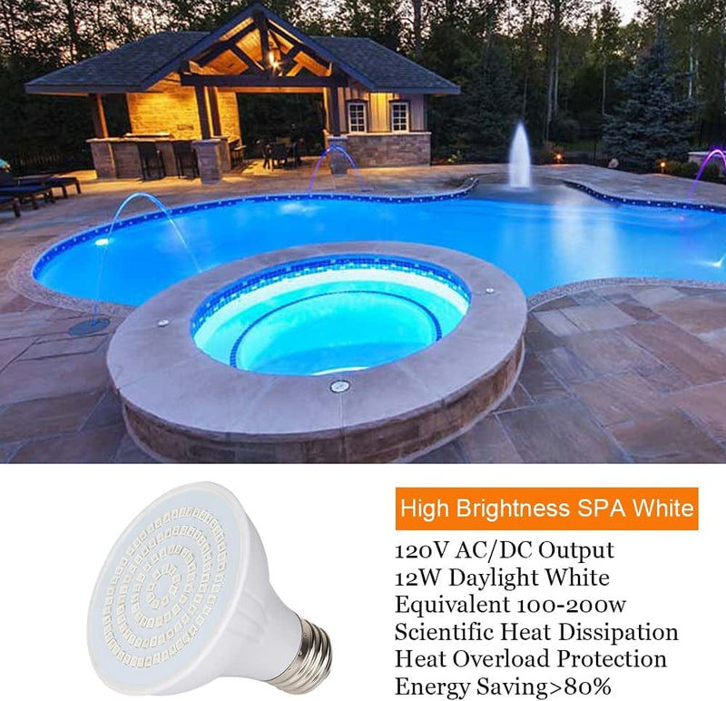 COOLWEST 120V Led Spa Light Bulb, 12W Daylight White Led Swimming Spa Pool Light Bulb Replacement for Most Pentair Hayward Light Fixture E26/27 Base Home & Garden > Pool & Spa > Pool & Spa Accessories COOLWEST   