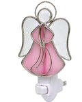 COOWIND Stained Glass Angel Night Light Decorative Accent Lite Wall Plug in Nightlight for Hallway Bedroom Bathroom Kitchen Nature Themed Home Décor Home & Garden > Lighting > Night Lights & Ambient Lighting COOWIND Pink  