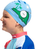 COPOZZ Kids Swim Caps, Silicone Waterproof Comfy Bathing Cap Swimming Hat for Long and Short Hair Sporting Goods > Outdoor Recreation > Boating & Water Sports > Swimming > Swim Caps COPOZZ Blue Crocodile-5-12yrs  