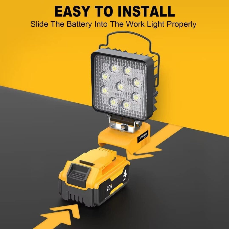 Cordless LED Work Light for Dewalt 20V Battery, LIVOWALNY 30W 3000LM Flood Lights for Emergencies, Camping, Outdoor with USB and Type C Charger Port Home & Garden > Lighting > Flood & Spot Lights LIVOWALNY   