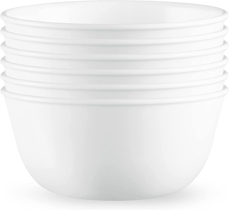 Corelle Vitrelle 28-Oz Soup/Cereal Bowls Set of 6, Chip & Crack Resistant Dinnerware Bowls for Soup, Ramen, Cereal and More, Triple Layer Glass, Winter Frost White