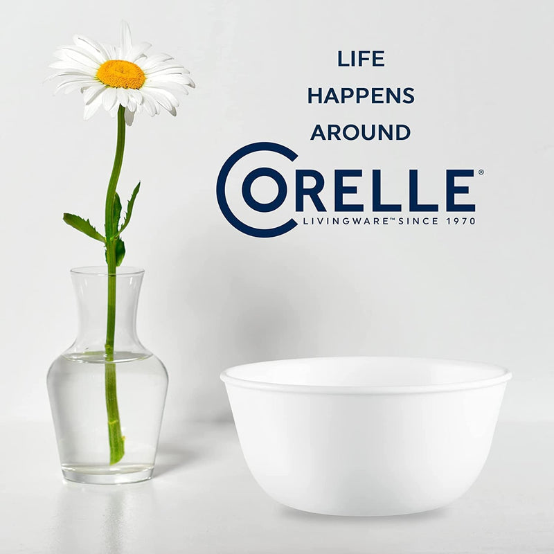Corelle Vitrelle 28-Oz Soup/Cereal Bowls Set of 6, Chip & Crack Resistant Dinnerware Bowls for Soup, Ramen, Cereal and More, Triple Layer Glass, Winter Frost White Home & Garden > Decor > Seasonal & Holiday Decorations Corelle   