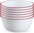 Corelle Vitrelle 28-Oz Soup/Cereal Bowls Set of 6, Chip & Crack Resistant Dinnerware Bowls for Soup, Ramen, Cereal and More, Triple Layer Glass, Winter Frost White Home & Garden > Decor > Seasonal & Holiday Decorations Corelle Red Band 6 Pack 