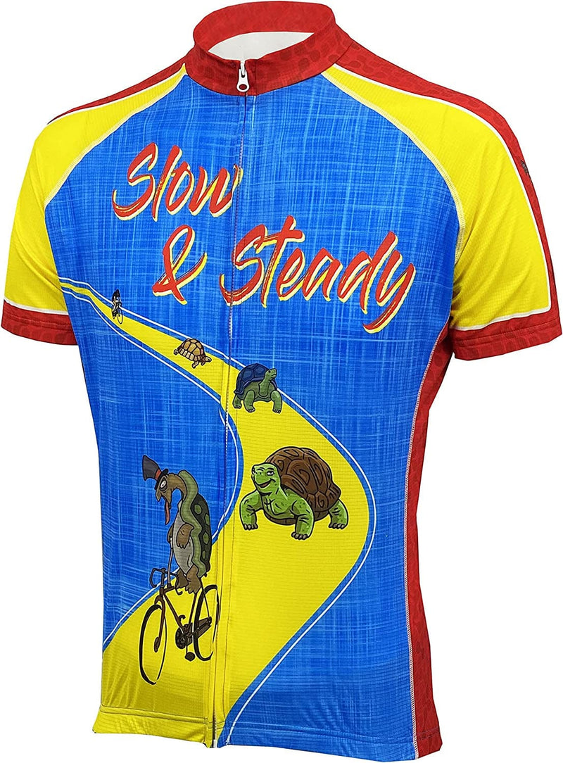 CORVARA BIKE WEAR Slow & Steady Men'S Cycling Short Sleeve Bike Jersey Sporting Goods > Outdoor Recreation > Cycling > Cycling Apparel & Accessories CORVARA BIKE WEAR 4X-Large Big  