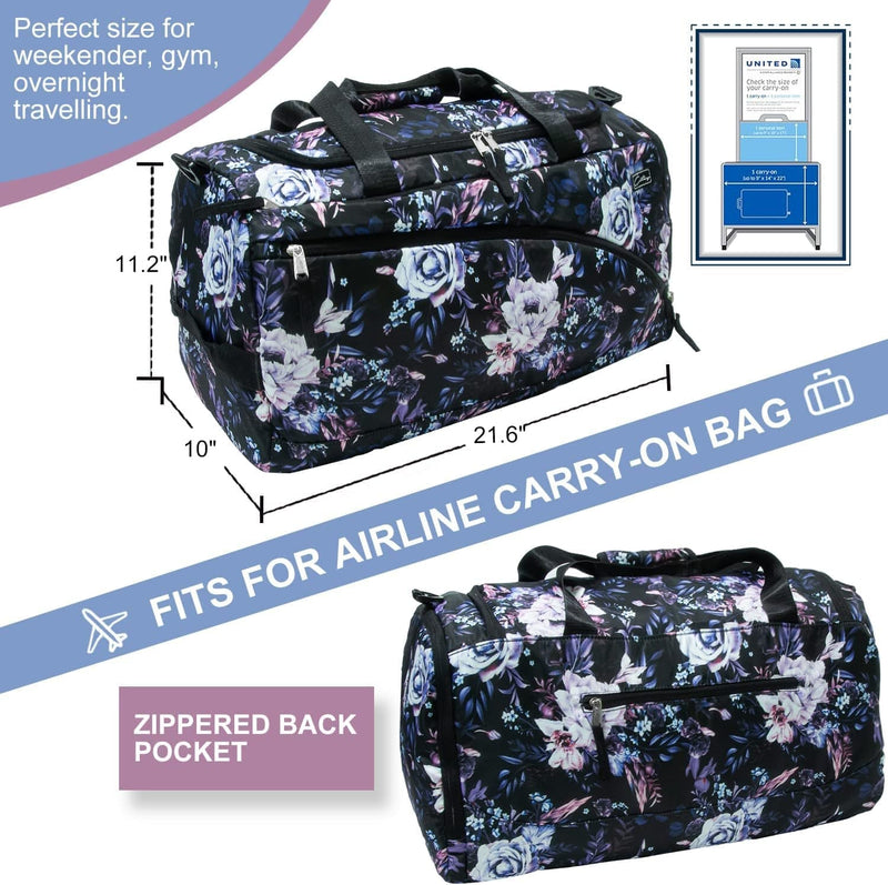 COTEY 22" Weekender Bags for Women, 38L Travel Duffle Bag for Women Overnight, Large Carry on Duffel with Shoe Compartment, Waterproof - Purple Rose Home & Garden > Household Supplies > Storage & Organization COTEY   