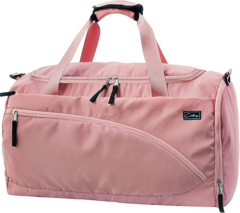 COTEY 22" Weekender Bags for Women, 38L Travel Duffle Bag for Women Overnight, Large Carry on Duffel with Shoe Compartment, Waterproof - Purple Rose Home & Garden > Household Supplies > Storage & Organization COTEY Pink Medium 
