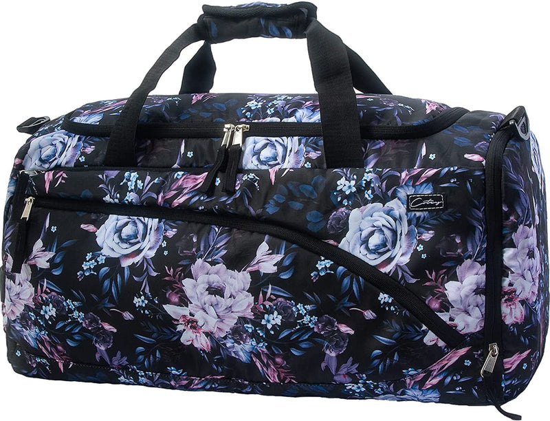 COTEY 22" Weekender Bags for Women, 38L Travel Duffle Bag for Women Overnight, Large Carry on Duffel with Shoe Compartment, Waterproof - Purple Rose Home & Garden > Household Supplies > Storage & Organization COTEY Purple Rose Large 
