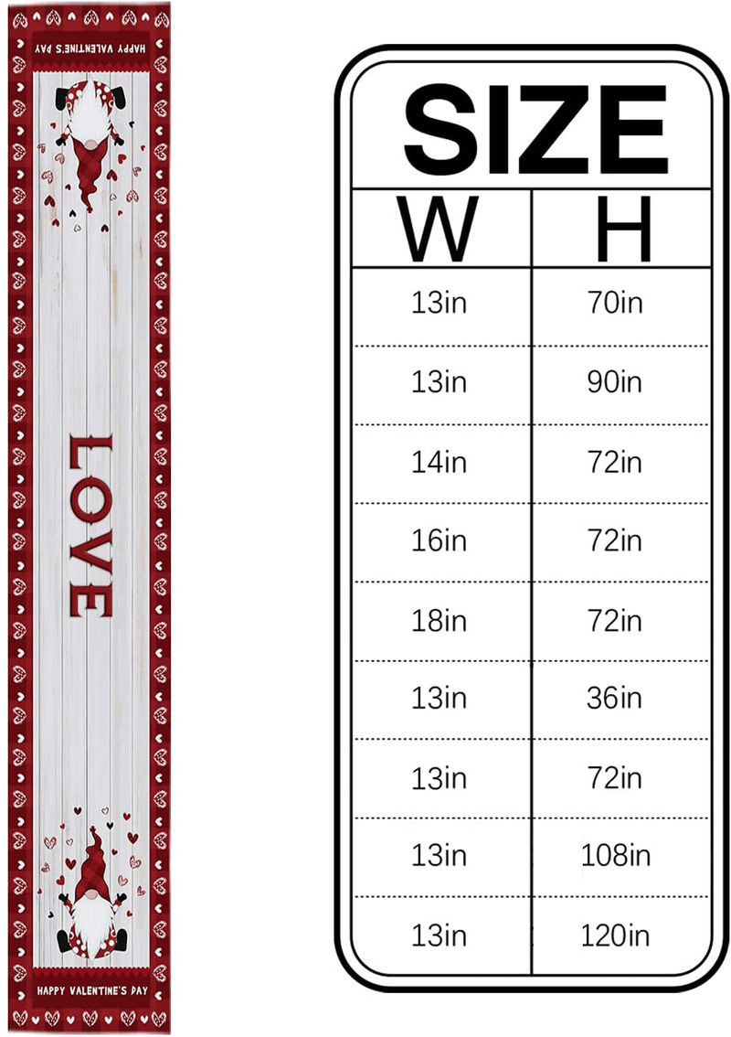Cotton Linen Table Runner for All Seasons Happy Valentine'S Day Gnomes Pattern Wooden Board Table Setting Decor Red Heart Check Hat for Garden Wedding Parties Dinner Decoration - 13 X 70 Inches Home & Garden > Decor > Seasonal & Holiday Decorations AXMSYun   
