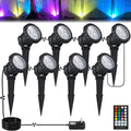 COVOART Color Changing LED Landscape Lights 12W Landscape Lighting IP66 Waterproof LED Garden Pathway Lights Walls Trees Outdoor Spotlights with Spike Stand, Outdoor Landscaping Lights, 4 Pack Home & Garden > Lighting > Flood & Spot Lights COVOART 8 Pack RGB  