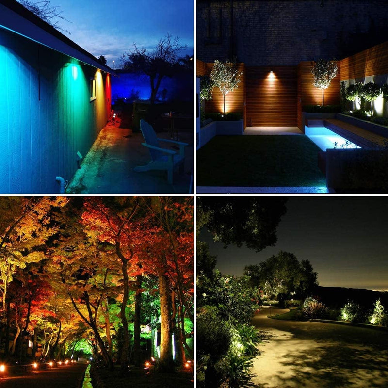COVOART Color Changing LED Landscape Lights 12W Landscape Lighting IP66 Waterproof LED Garden Pathway Lights Walls Trees Outdoor Spotlights with Spike Stand, Outdoor Landscaping Lights, 4 Pack Home & Garden > Lighting > Flood & Spot Lights COVOART   
