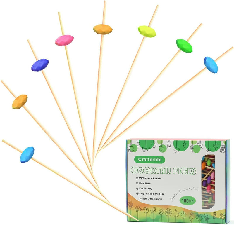 Crafterlife Easter Eggs Cocktail Picks Fruit Dessert Sticks Sandwich Food Toothpicks Charcuterie Appetizer Skewers, 5 Inch, Handmade of Bamboo & Wood, for Easter Decoration Party Supplies Home & Garden > Decor > Seasonal & Holiday Decorations Crafterlife Colorful Diamonds  