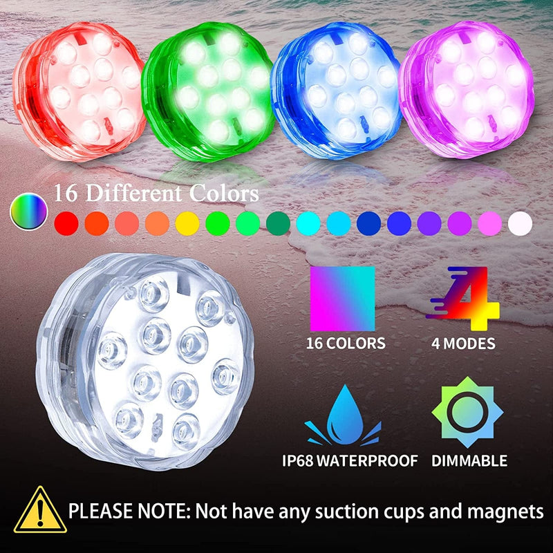 Creatrek Submersible LED Lights, 16 Color Changing Christmas Lights, Battery Operated Christmas Lights for Christmas Indoor Outdoor Party Yard Decor Home & Garden > Pool & Spa > Pool & Spa Accessories YJM   