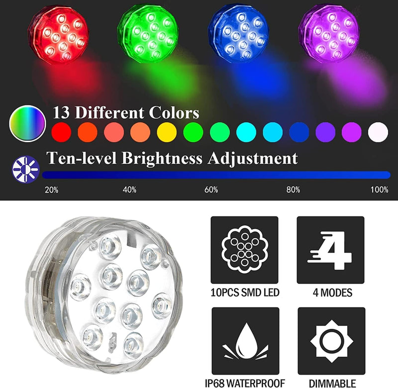 Creatrek Submersible LED Lights, Waterproof Christmas Lights Outdoor, Battery Operated Christmas Lights for Hot Tub Party Backyards Pumpkins Home & Garden > Pool & Spa > Pool & Spa Accessories YJMLED   
