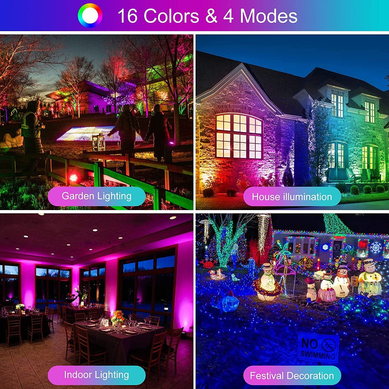 CREPOW 100W RGB LED Flood Light, 2 Pack Color Changing Floodlights Remote Control IP66 Waterproof Halloween Christmas Party Garden Stage Decorations Uplights Landscape Spotlights Home & Garden > Lighting > Flood & Spot Lights CREPOW   