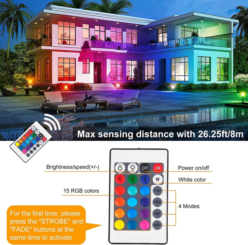 CREPOW 100W RGB LED Flood Light, 2 Pack Color Changing Floodlights Remote Control IP66 Waterproof Halloween Christmas Party Garden Stage Decorations Uplights Landscape Spotlights Home & Garden > Lighting > Flood & Spot Lights CREPOW   