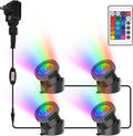 CREPOW RGB Pond Lights, Super Bright Underwater Colorful Landscape Spotlights, 98Ft Remote Control IP68 Waterproof LED Submersible Fountain Lights for Fish Aquarium Tank Garden Yard Pool (Set of 3) Home & Garden > Pool & Spa > Pool & Spa Accessories CREPOW Rgb-4 Lamp  