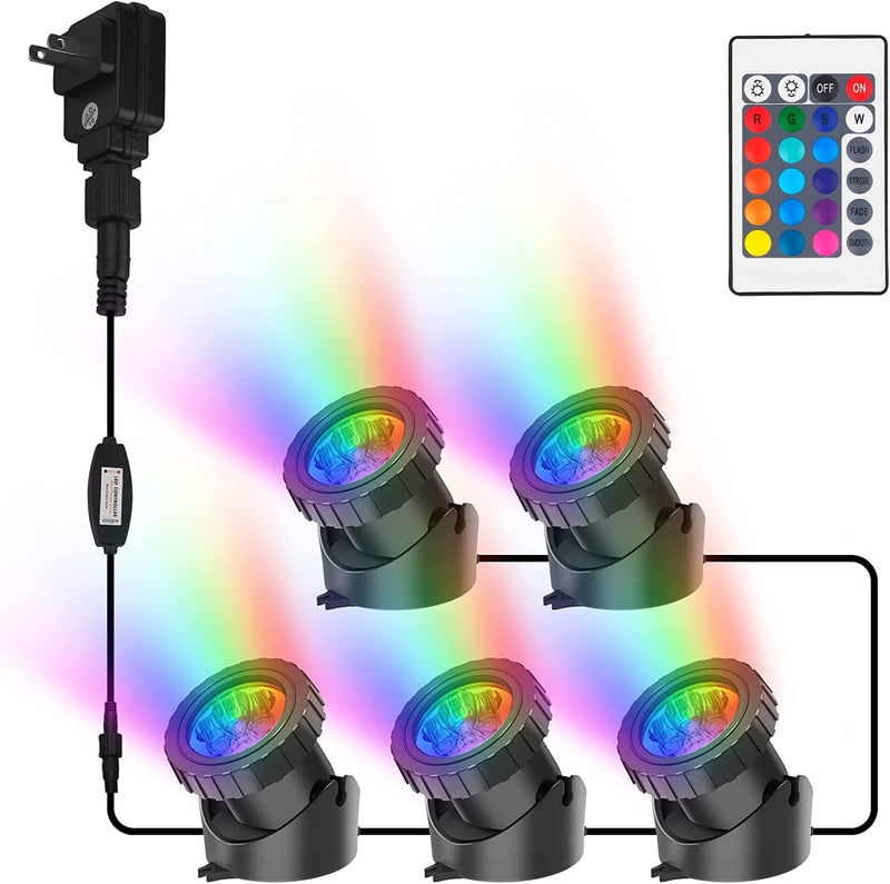 CREPOW RGB Pond Lights, Super Bright Underwater Colorful Landscape Spotlights, 98Ft Remote Control IP68 Waterproof LED Submersible Fountain Lights for Fish Aquarium Tank Garden Yard Pool (Set of 3) Home & Garden > Pool & Spa > Pool & Spa Accessories CREPOW Rgb-5 Lamp  