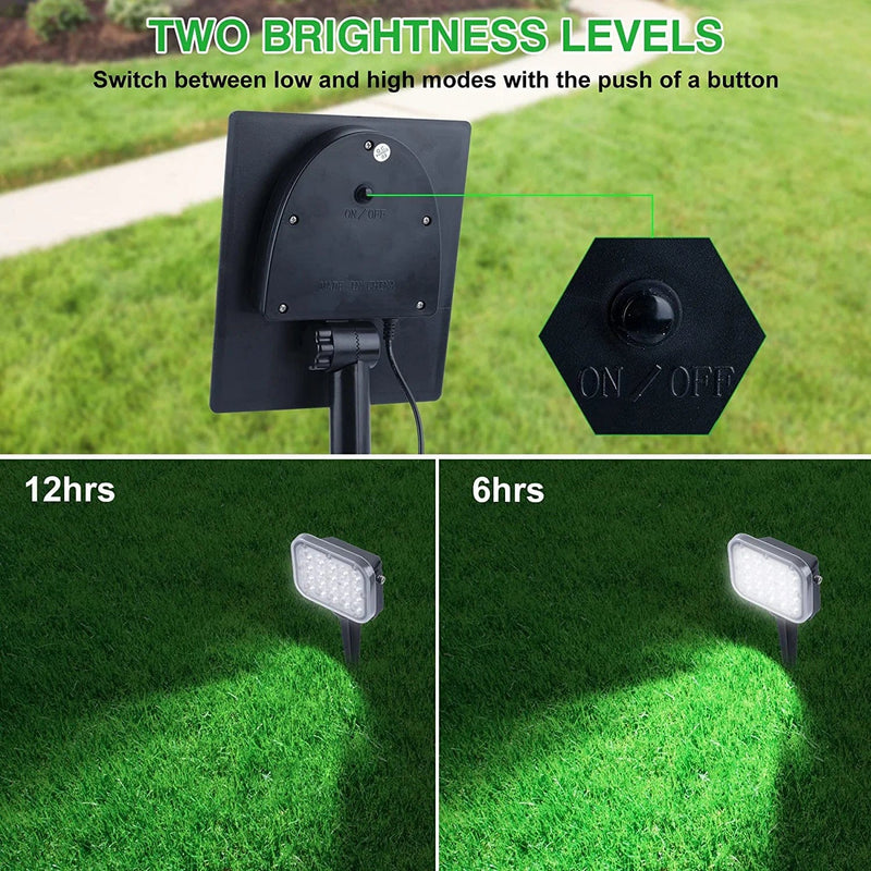 CREPOW Solar Spotlights Outdoor, 20 LED IP65 Waterproof Solar Landscape Spotlights, Dusk-To-Dawn 6000K Daylight Solar Outdoor Lights for Yard Garden Driveway Porch Walkway, 2-In-1