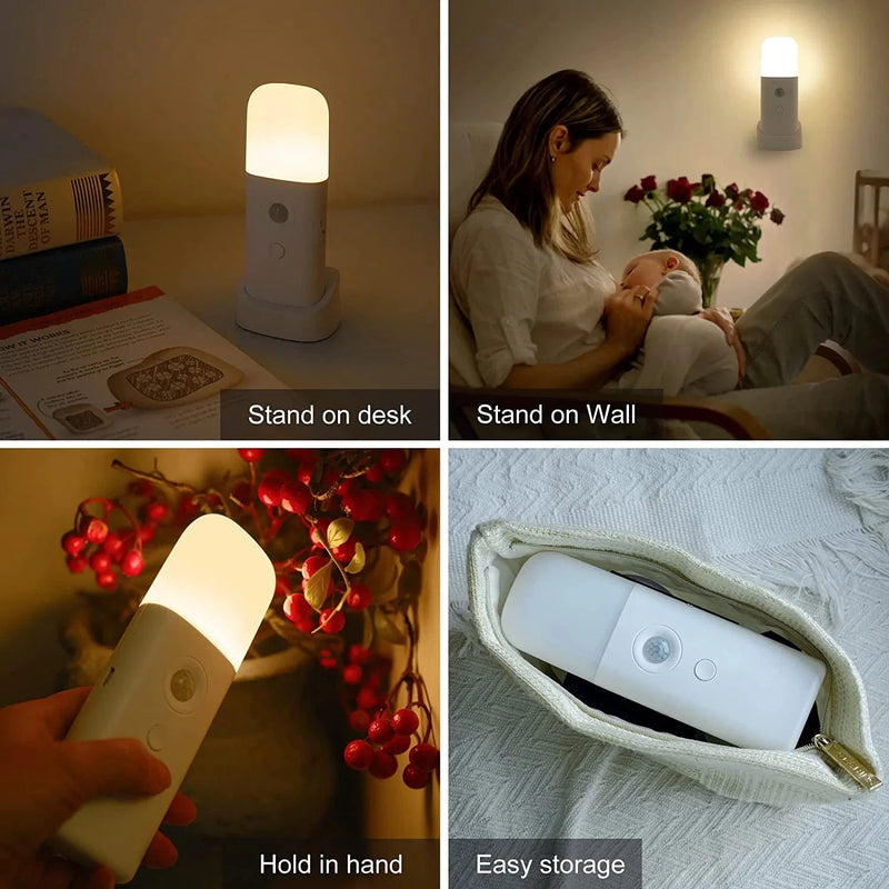 CREWEEL Motion Sensor Night Light Indoor, 2000Mah Battery Operated Lights, Cordless Table Lamps for Kids, 5 Stages Dimmable LED Nursery Night Lights for Bedroom, Bathroom, Hallway ( 2Pack Home & Garden > Lighting > Night Lights & Ambient Lighting shenzhen Creweel technolog co.,ltd   