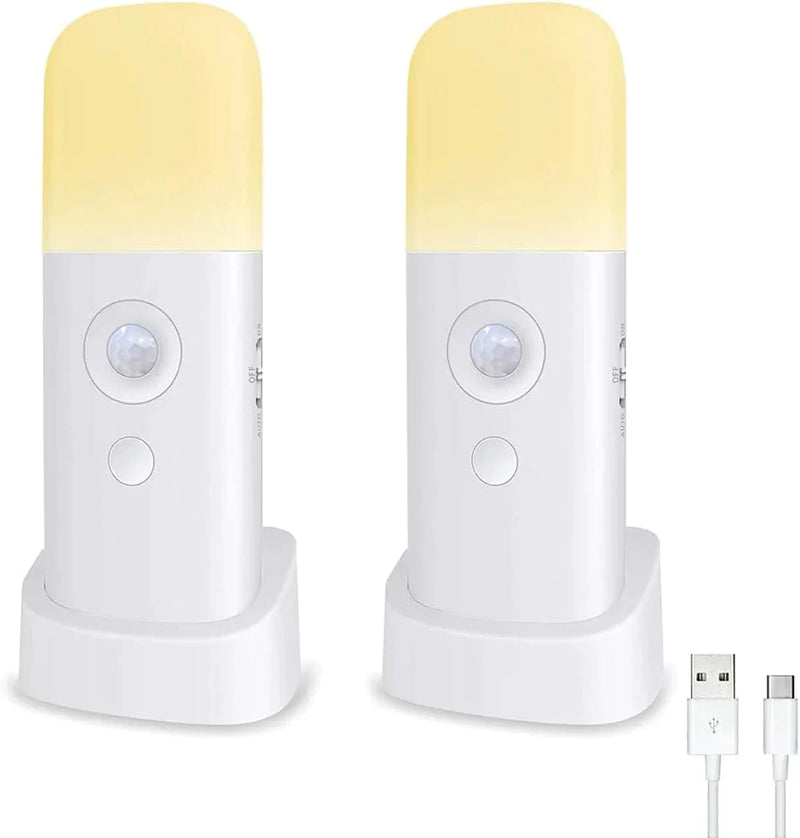 CREWEEL Motion Sensor Night Light Indoor, 2000Mah Battery Operated Lights, Cordless Table Lamps for Kids, 5 Stages Dimmable LED Nursery Night Lights for Bedroom, Bathroom, Hallway ( 2Pack Home & Garden > Lighting > Night Lights & Ambient Lighting shenzhen Creweel technolog co.,ltd Warm White Two Pack 