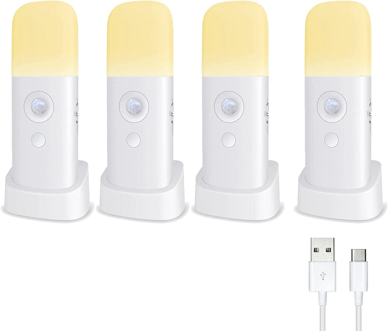 CREWEEL Motion Sensor Night Light Indoor, 2000Mah Battery Operated Lights, Cordless Table Lamps for Kids, 5 Stages Dimmable LED Nursery Night Lights for Bedroom, Bathroom, Hallway ( 2Pack Home & Garden > Lighting > Night Lights & Ambient Lighting shenzhen Creweel technolog co.,ltd Warm White Four Pack 