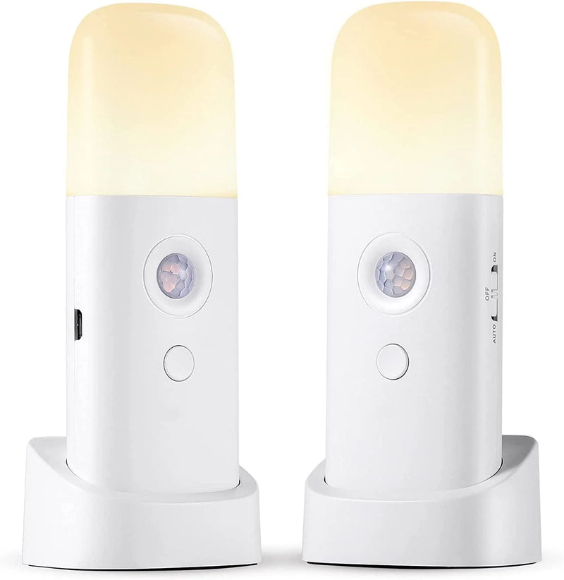 CREWEEL Motion Sensor Night Light Indoor, 2000Mah Battery Operated Lights, Cordless Table Lamps for Kids, 5 Stages Dimmable LED Nursery Night Lights for Bedroom, Bathroom, Hallway ( 2Pack Home & Garden > Lighting > Night Lights & Ambient Lighting shenzhen Creweel technolog co.,ltd Cool White Two Pack 