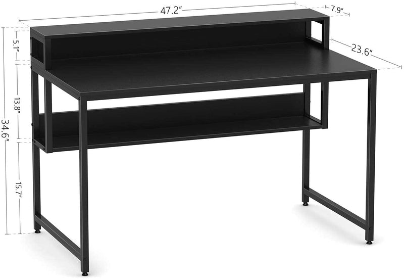 Cubiker Computer Home Office Desk, 47" Small Desk Table with Storage Shelf and Bookshelf, Study Writing Table Modern Simple Style Space Saving Design, Black Home & Garden > Household Supplies > Storage & Organization Cubiker   
