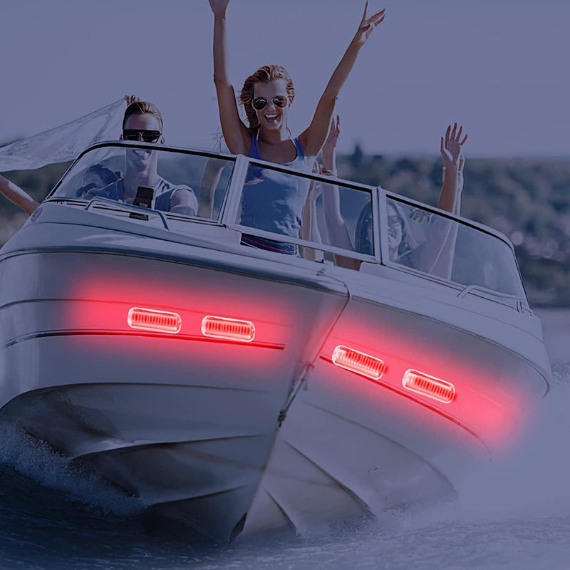 CUBTOL Lights Underwater Cruise Steel High- Yachts Pontoon Ships for Marine/ Lens Marine Clear Ring Boat Trim Stainless Led Light Red Transom Sailboat