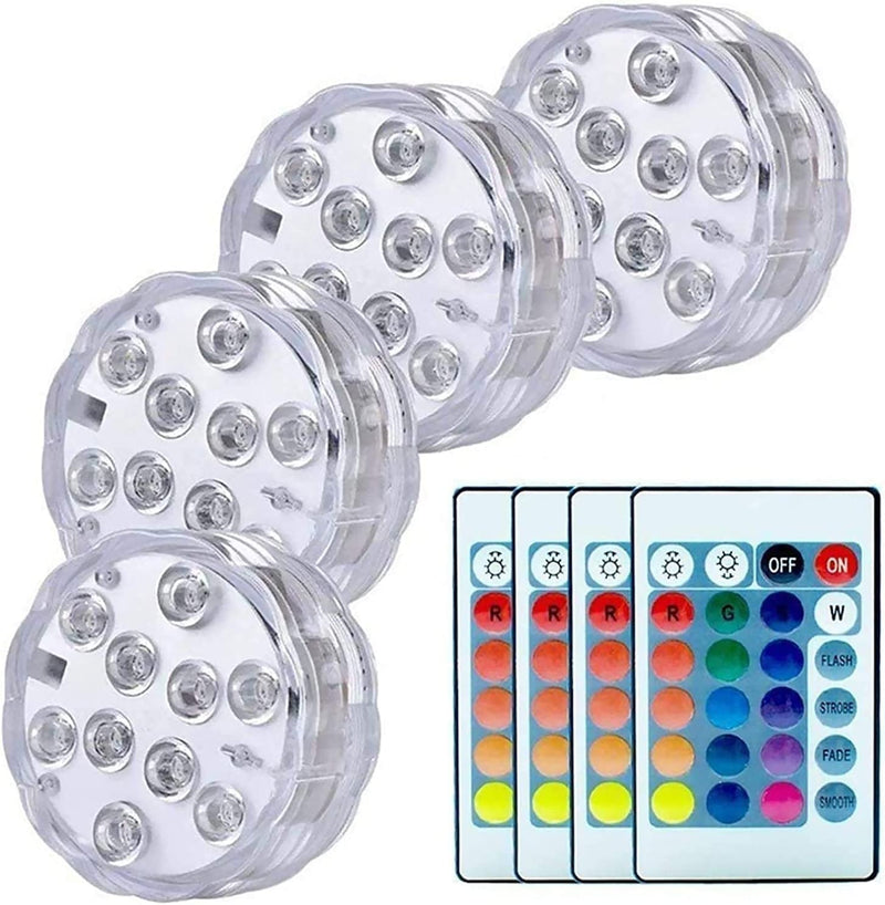 CUNZAI Submersible Led Lights with Remote Multicolor Waterproof Pond Fountain Lights for Aquarium Vase Base Wedding Centerpieces Events Pool,Patio and Holidays (4Pack) Home & Garden > Pool & Spa > Pool & Spa Accessories CUNZAI   