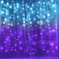 Curtain Lights for Bedroom Waterfall Led String Lights Teal Turquoise Blue Lavender Lilac Purple Ombre Hanging Fairy Lights Mermaid Kids Teen Room Decor for Girls Window Wall (Turquoise & Purple)