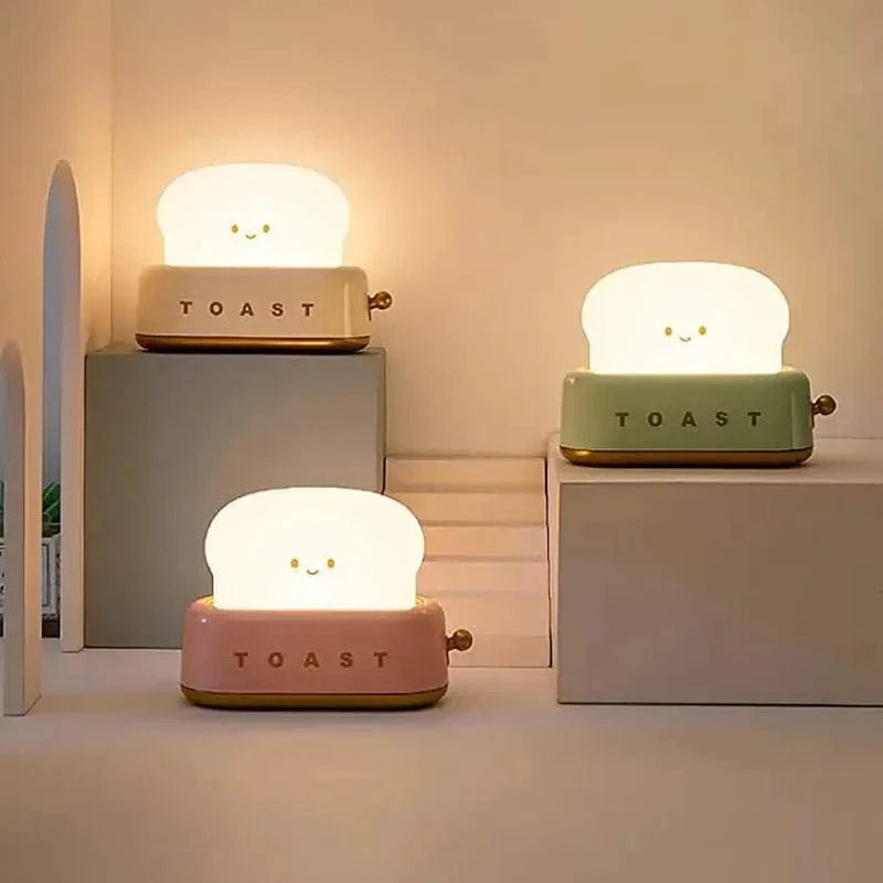 Cute Bread Toast Lamp，Echargeable Timer Adjustable Brightness Cute Bread LED Night Lamp，Portable Bedroom Bedside Sleep Lamps,Desk Decor Lights for Baby Girls Boyswnwnya (Yellow)