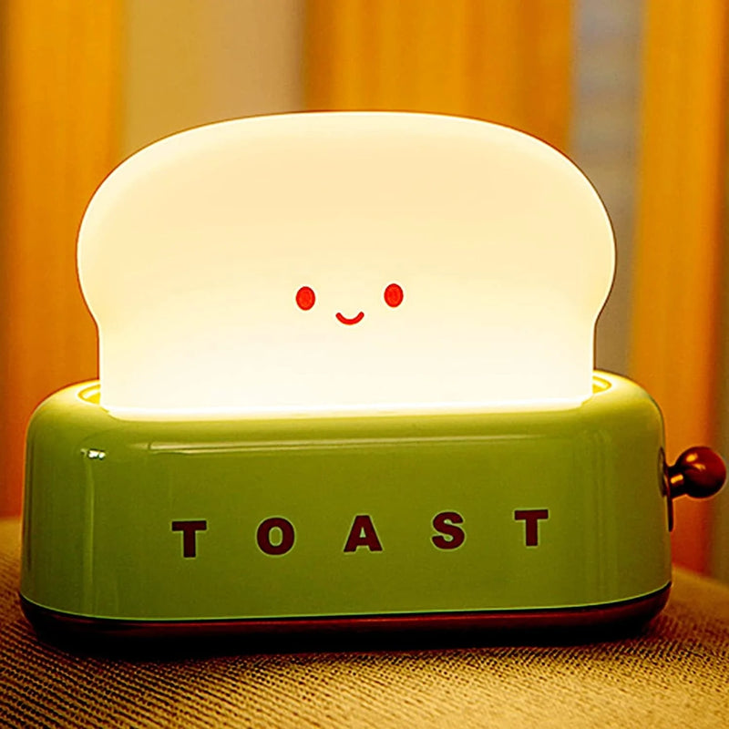Cute Toast Night Lamp,Dimmable LED Night Light Rechargeable Desk Lamp with Timer, Portable Bedroom Bedside Lamps,Christmas Decor Lights for Baby Girls Boys Sleep (Green) Home & Garden > Lighting > Night Lights & Ambient Lighting Rehenbsem Green  