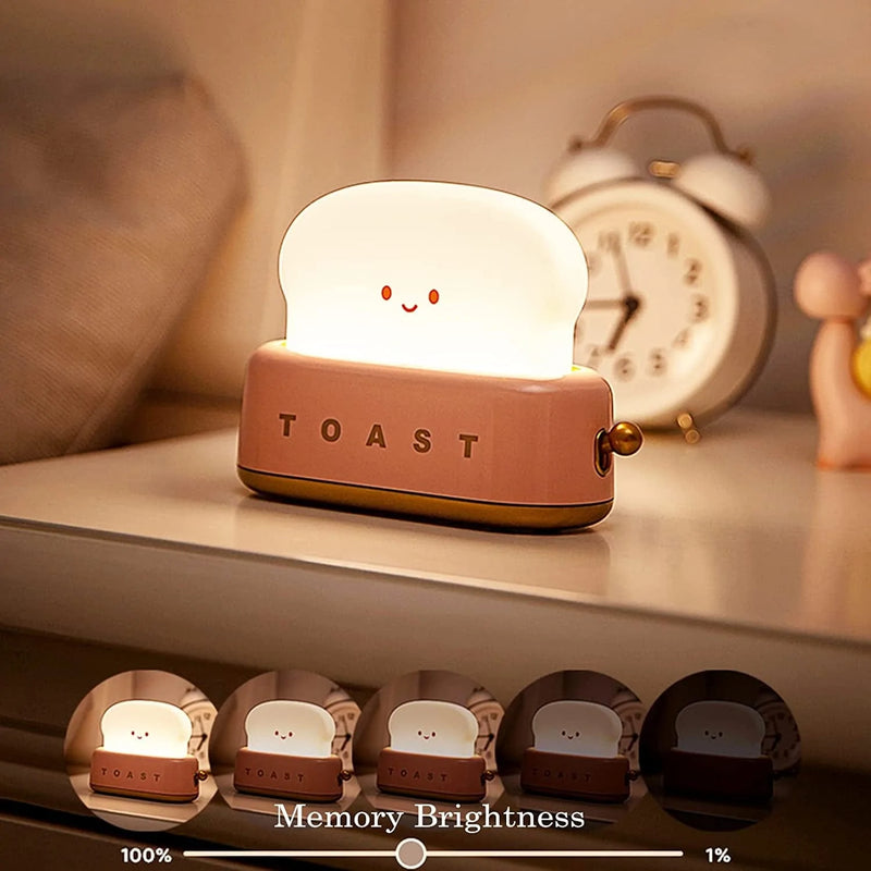 Cute Toast Night Lamp,Dimmable LED Night Light Rechargeable Desk Lamp with Timer, Portable Bedroom Bedside Lamps,Christmas Decor Lights for Baby Girls Boys Sleep (Green) Home & Garden > Lighting > Night Lights & Ambient Lighting Rehenbsem   