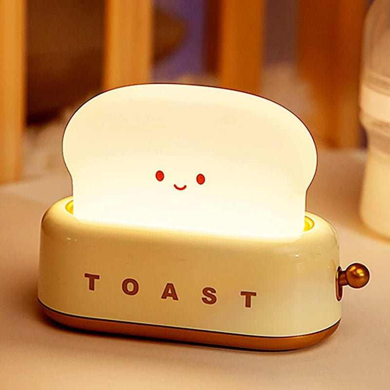 Cute Toast Night Lamp,Dimmable LED Night Light Rechargeable Desk Lamp with Timer, Portable Bedroom Bedside Lamps,Christmas Decor Lights for Baby Girls Boys Sleep (Green)