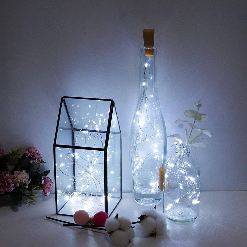 Cynzia 20 LED Wine Bottle Lights with Cork, 15 Pack Battery Operated Cork Shape Fairy Light Waterproof Mini Copper Silver Wire String Lights for Party, Wedding, Christmas, Bedroom Decor (Cold White) Home & Garden > Lighting > Light Ropes & Strings Cynzia   