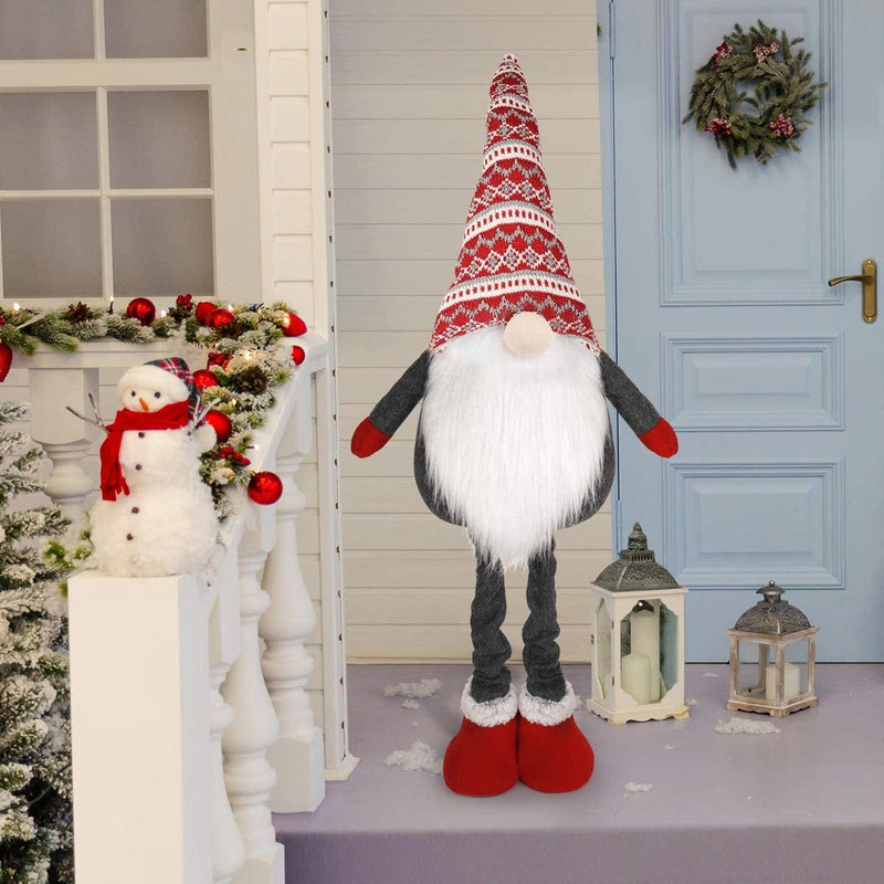D-Fantix Large Standing Christmas Gnomes, 40 Inch Swedish Tomte Large Gnome Stuffed Plush with Retractable Spring Legs Knitted Hat Scandinavian Christmas Decorations Ornaments Holiday Home Decor Home & Garden > Decor > Seasonal & Holiday Decorations D-FantiX   