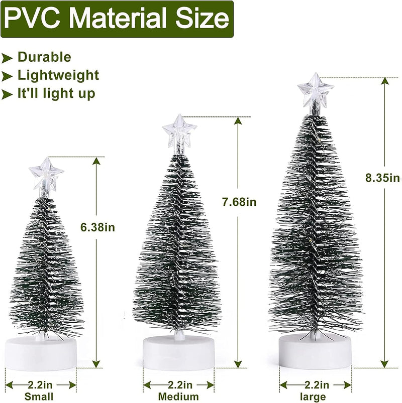 Desktop Miniature Christmas Trees,Small Xmas Tree with Ornaments,Mini Desktop Tree DIY Set for Xmas Holiday Party Home Tabletop Decor（3 Different Sizes）  Sprstar   