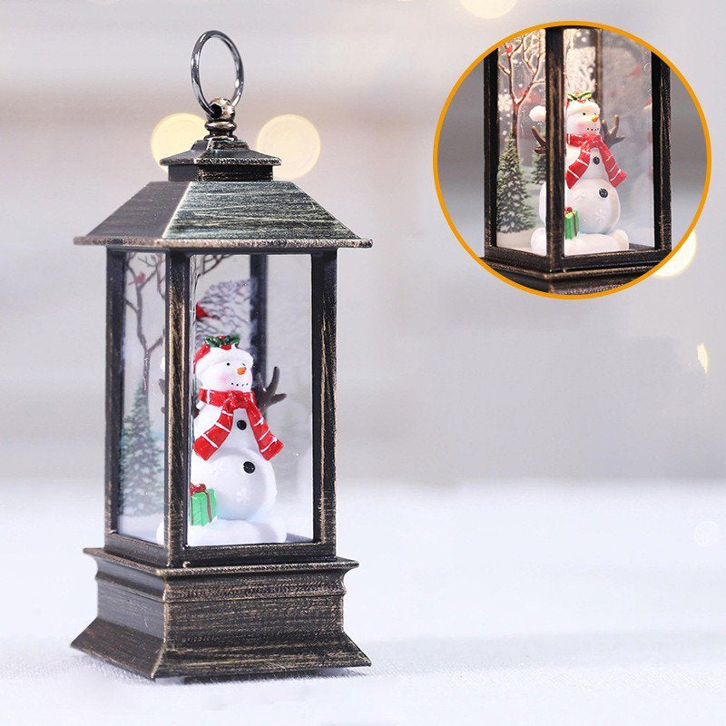 Christmas Snow Globe Lantern, Battery Operated Lighted Swirling Glitter Water Lantern for Christmas Home Decoration, Santa Claus  Keimprove Snowman  