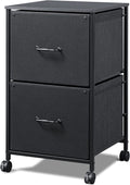 DEVAISE 2 Drawer Mobile File Cabinet, Rolling Printer Stand, Fabric Vertical Filing Cabinet Fits A4 or Letter Size for Home Office, Rustic Brown Wood Grain Print Home & Garden > Household Supplies > Storage & Organization DEVAISE Black  
