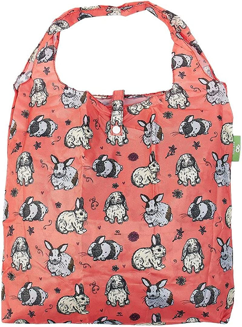 Eco Chic Lightweight Foldable Reusable Shopping Bag | Water Resistant Shopping Tote Bag | Made from Recycled Plastic Bottles Home & Garden > Decor > Decorative Jars ECO CHIC Bunny Pink  