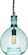 CASAMOTION Pendant Lighting Hand Blown Glass Light Fixtures Kitchen Island Drop Ceiling Hanging Vintage Chandelier Sunroom Farmhouse Dining Table Hallway Large Globe Recycled Clear 13" Inch Diam Home & Garden > Lighting > Lighting Fixtures CASAMOTION Recycle Green 13 ‘’Diam 